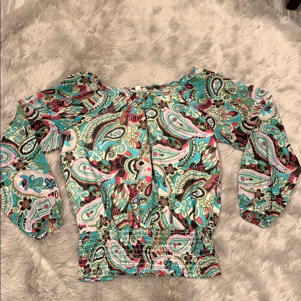 Paisley printed sheer top